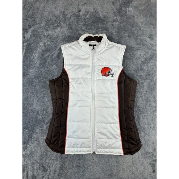 Cleveland Browns Womens Vest Size Medium White Brown Football G3 NFL Apparel - Picture 1 of 13